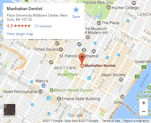 Google map for Manhattan Dentist